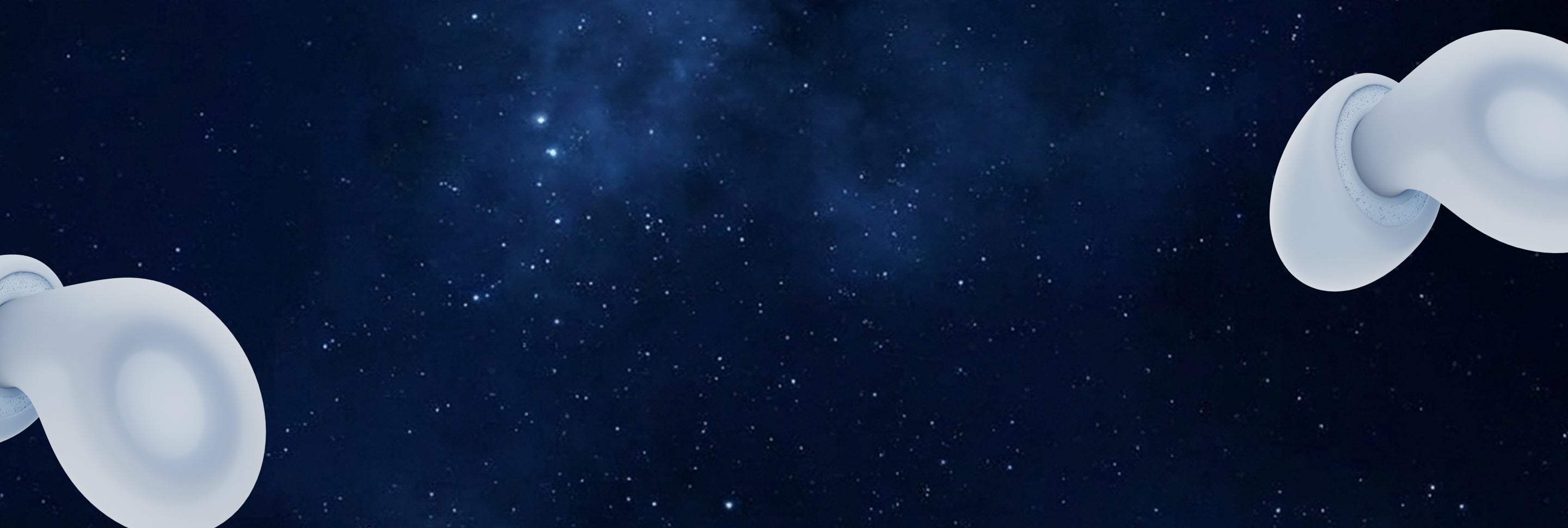 Loop Dream blue earplugs on dark starry background